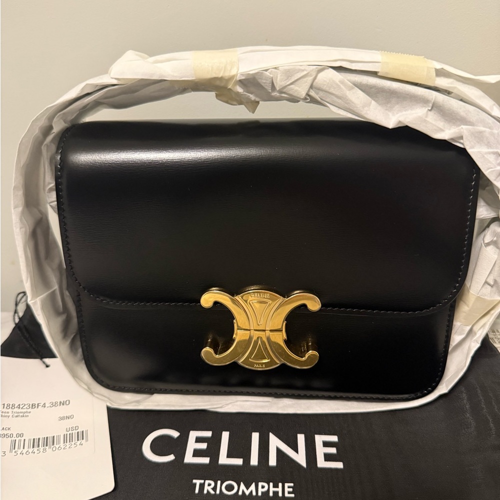 Celine Teen Triomphe Black Calfskin